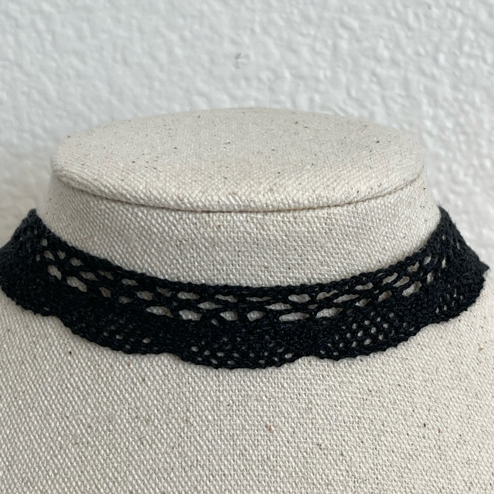 Black Crochet Cotton Lace Choker